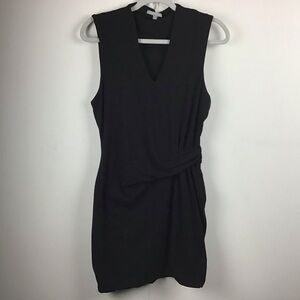 Lemon Tart v neck sleeveless black knit dress with swagged skirt. Size L